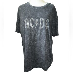 AC/DC tshirt crewneck shirt sleeves AC/DC in rhinestones on front size X-Large
